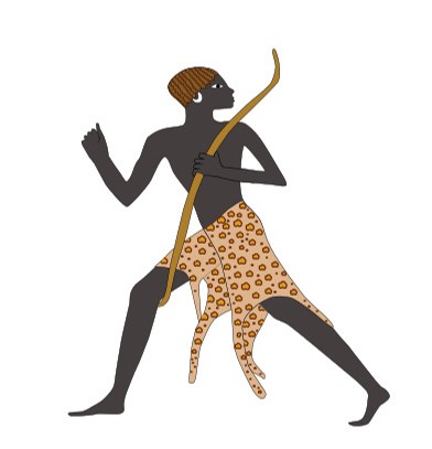 Detail of a Nubian archer depicted on a fresco from the Temple of Amun at Beit El-Wali that describes the expedition of Rameses II to Nubia (New Kingdom).