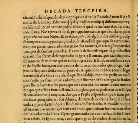 João de Barros. <em>Terceira Década da Ásia</em>. Lisbon: Impressa per João Barreira, 1563, fo. 88, Mi,v.